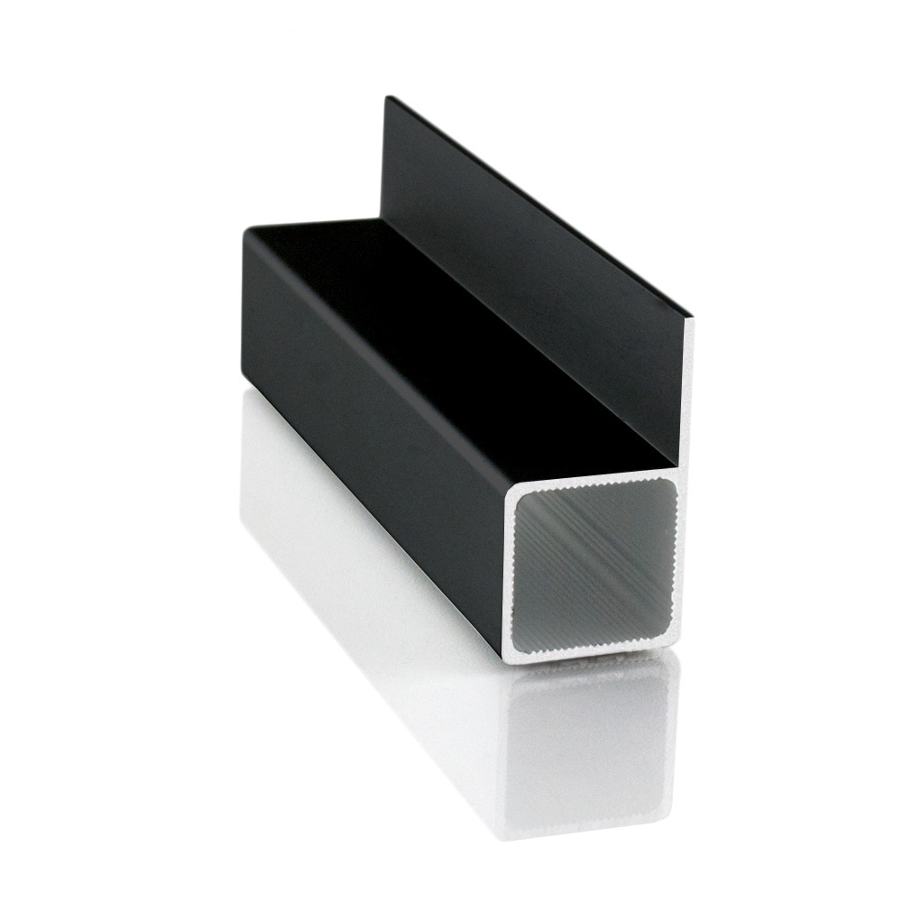 Aluprofile 25 x 25 mm - Alu Vierkantrohr schwarz 1-Steg 20mm bündig