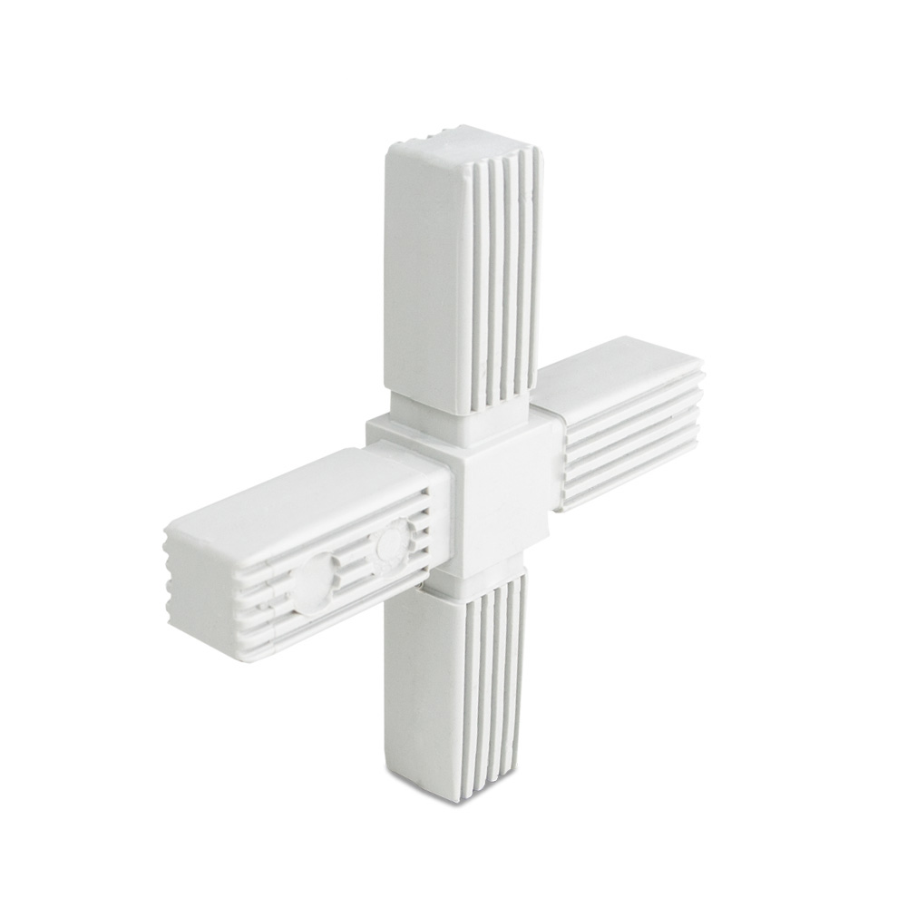 Rohrverbinder Kreuz 25 x 25 mm vierkant grau RAL7035 Kunststoff online kaufen