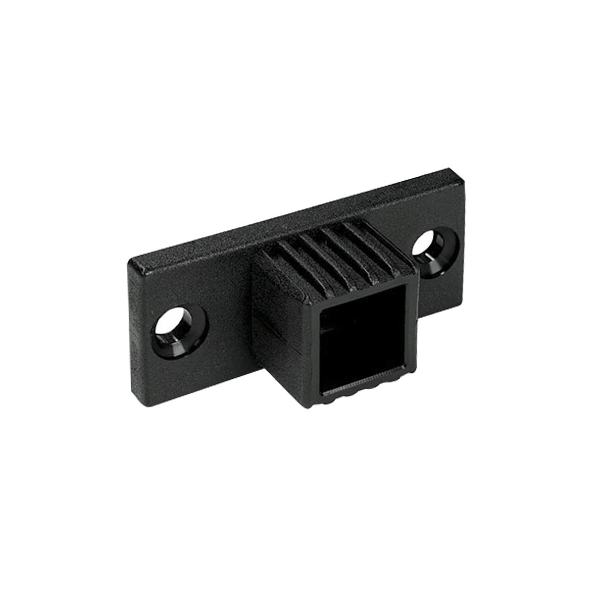 Flansch mit Zapfen - Sonderverbinder für Vierkantrohr 25 x 25 mm - Kunststoff schwarz - Seitenansicht - 1D1V25K-FLANSCH